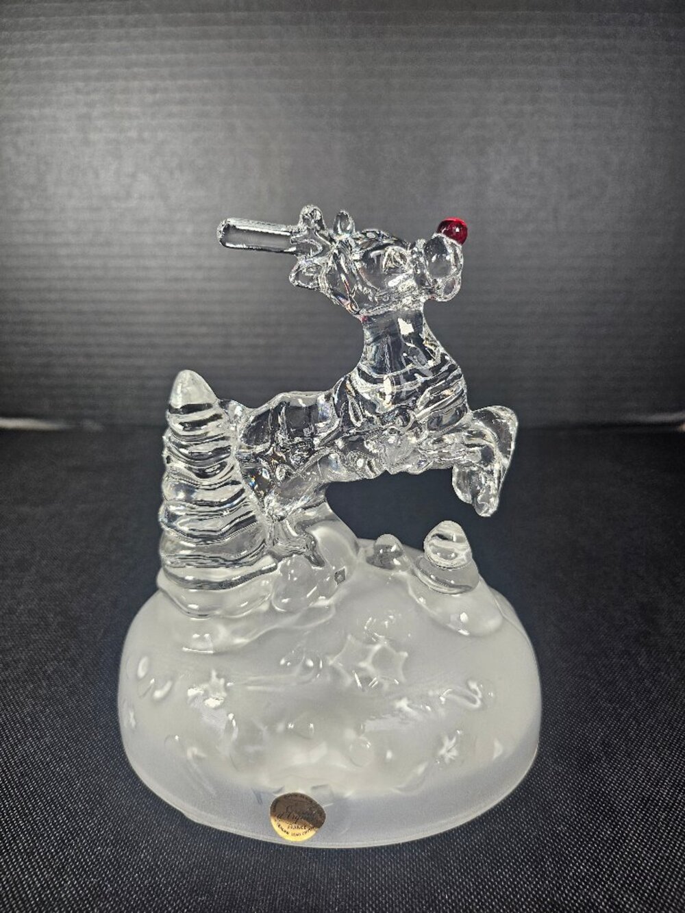 Cristal d' Arques Rudolph The Red Nosed Reindeer Lead Crystal Musical Figurine